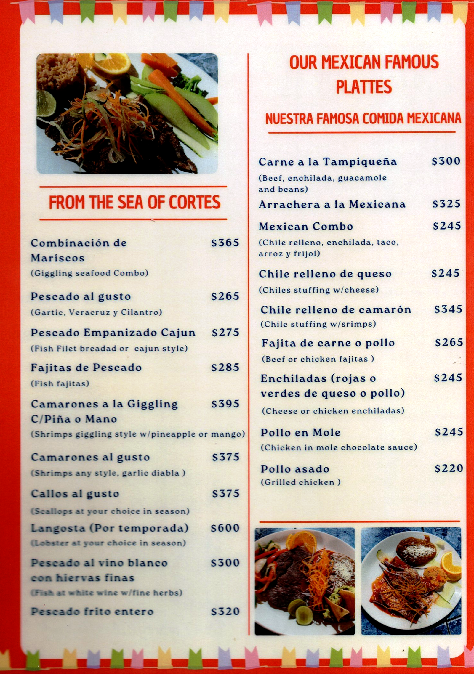 Menú del restaurante página 2